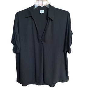 Cabi Sheer Flowy Black Women's Blouse Top Collar Career Women’s Size XL